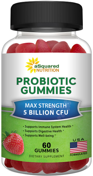 Probiotic Gummies - 5 Billion CFU - Probiotics for Women & Men  - Chewable Gummy Supplement Alternative to Capsules Pills - DE111 Bacillus Subtilis - Gut Digestive & Immune Health - 60 Gummies