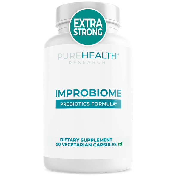 PUREHEALTH RESEARCH Improbiome Prebiotic Fiber Supplement -  Support for Healthy Gut Prebiotics - Digestive Nutritional Supplements - Apple Pectin Capsules - 90ct