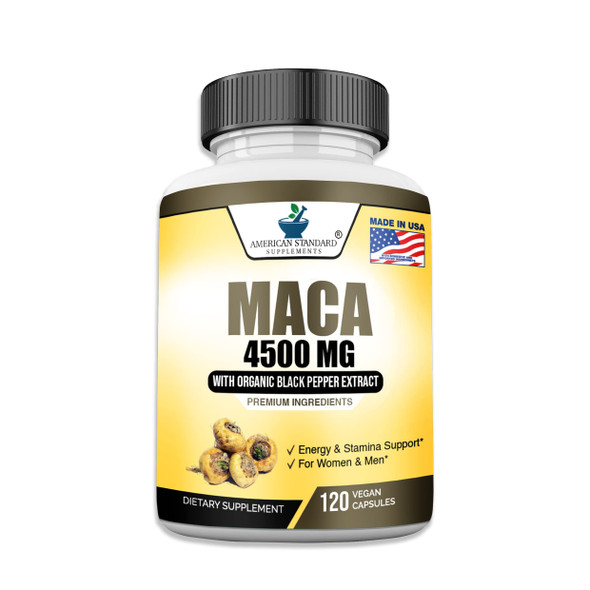 Maca 4500mg with Organic Black  Extract, Maca Root, Maca Powder, Maca Root Capsules, Maca Root Powder, Maca Capsules, Maca Pills, Maca Powder Capsules, Organic Maca, Maca Extract, 120 Veggie Cap