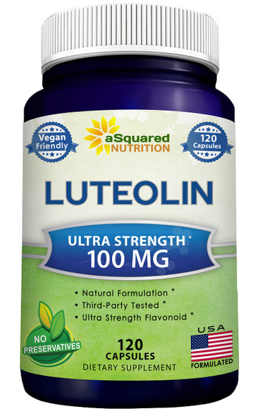 aSquared Nutrition Luteolin 100mg - 120 Capsules - Luteolin Supplement & Powder Complex Pills Commonly Taken with Quercetin - Supports Brain & Memory Health