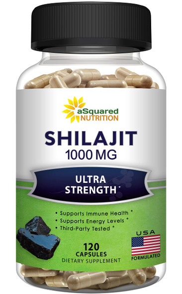 Shilajit 1000mg - 120 Capsules - Pure Shilajit Extract Supplement and Powder Complex Pills -  Humic & Fulvic  & Trace Minerals - Alternative to Resin & Drops