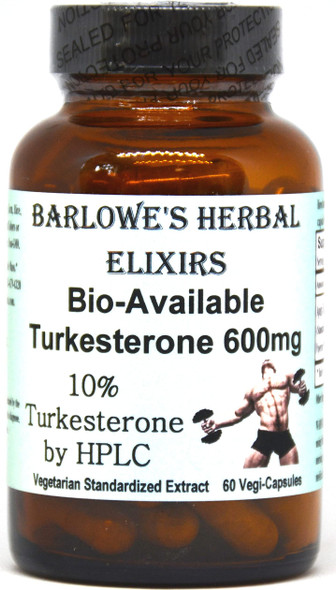 Barlowe's Herbal Elixirs Bio-Available Turkesterone 10% Extract - 600mg Vegi-Caps - Stearate Free!