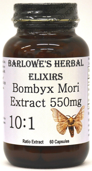 Barlowe's Herbal Elixirs Bombyx Mori Extract 10:1-60 550mg VegiCaps - Stearate Free, Bottled in Glass!