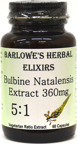 Barlowe's Herbal Elixirs Bulbine Natalensis Extract 5:1-60 360mg VegiCaps - Stearate Free, Bottled in Glass!