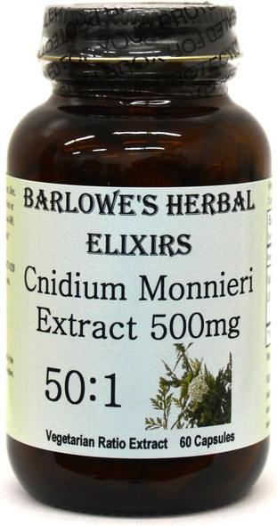 Barlowe's Herbal Elixirs Cnidium Monnieri Extract 50:1-60 500mg VegiCaps - Stearate Free, Bottled in Glass!