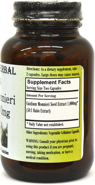 Barlowe's Herbal Elixirs Cnidium Monnieri Extract 50:1-60 500mg VegiCaps - Stearate Free, Bottled in Glass!