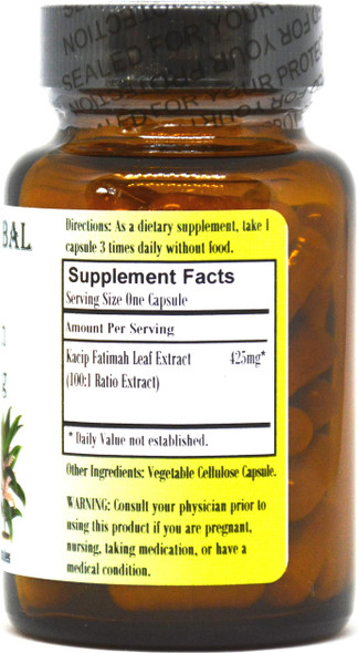 Barlowe's Herbal Elixirs Kacip Fatimah Extract 100:1-60 425mg VegiCaps - Stearate Free, Bottled in Glass!