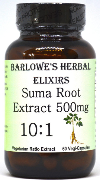 Barlowe'S Herbal Elixirs Suma (Pfaffia Paniculata) 10:1 Extract - 60 500Mg Vegicaps - Stearate Free, Glass Bottle!