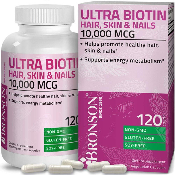 Hair, Skin & Nails with Biotin Extra Strength Vitamin Supplement for Women + Ultra Biotin 10,000 Mcg