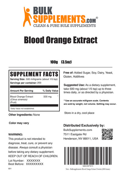 BulkSupplements  Orange Extract Powder - Dietary Supplement, Sourced from  Orange  -  - 500mg , 200 Servings (100 Grams - 3.5 oz)