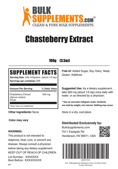 BulkSupplements Chasteberry Extract - Vitex Berry Supplement - Chaste Tree Berry Extract - Vitex Supplement for Women - Chasteberry Supplements - Hormone Balance for Women (100 Grams - 3.5 oz)