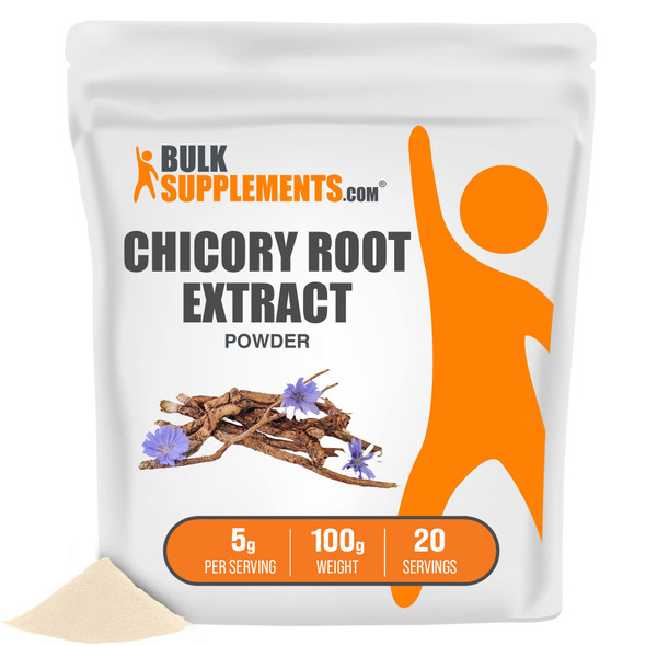 BulkSupplements Chicory Extract Powder - Fiber Supplement - Chicory Root Fiber Powder - Chicory Root Powder - Gut Health Powder - Prebiotic Fiber Powder (100 Grams - 3.5 oz)