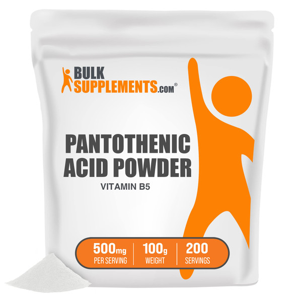 BulkSupplements Vitamin B5 Powder - Pantothenic  500mg - Acne Supplements - B5 Vitamins - Vitamin B5 Pantothenic  - Acne Vitamins - Pantothenic  (100 Grams - 3.5 oz)