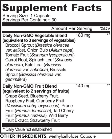 Codeage 5 Servings of s & Veggies Equivalent in 1 Single Capsule,  Food Non-GMO, 15 Greens & s All-in-One Pill, Eat Vegetables for Wellness Vegan Vitamins Supplement, 30 ct