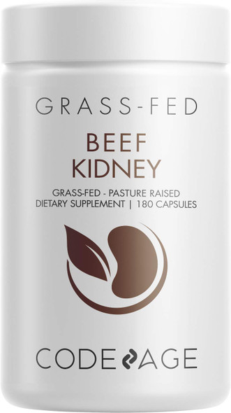 Codeage Grass Fed Beef Kidney Supplement - Freeze Dried, Non-Defatted, Desiccated Beef Kidney Glandulars Nutrition Bovine Pills  Pasture Raised Beef Vitamins for Kidney - Non-GMO -180 Capsules