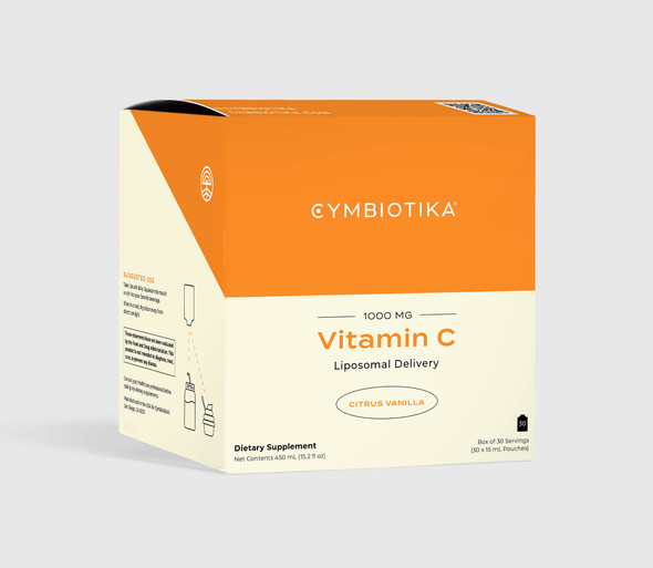 CYMBIOTIKA Liposomal Vitamin C 1000mg, Healthy Immune System Support, Boost Collagen Production, Citrus Vanilla Flavor, 15 ml Pouches (Pack of 30)