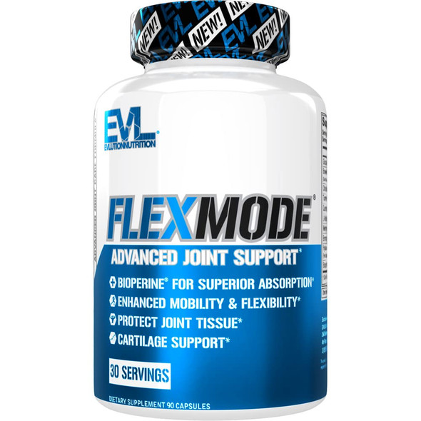 Evlution High Absorption Joint Support Supplement Nutrition FLEXMODE Joint Supplement with Advanced Joint Vitamins Including Glucosamine Chondroitin MSM Boswellia and Hyaluronic  - 30 Servings