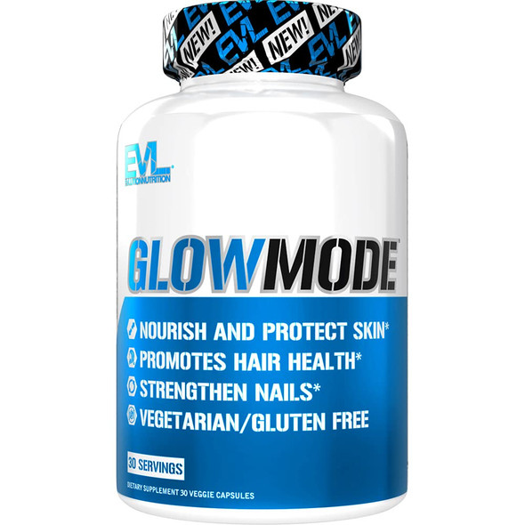 Evlution Nutrition Glow Mode - Skin Support, Nourish Cells, Hair Health, Capsules, 30 Servings