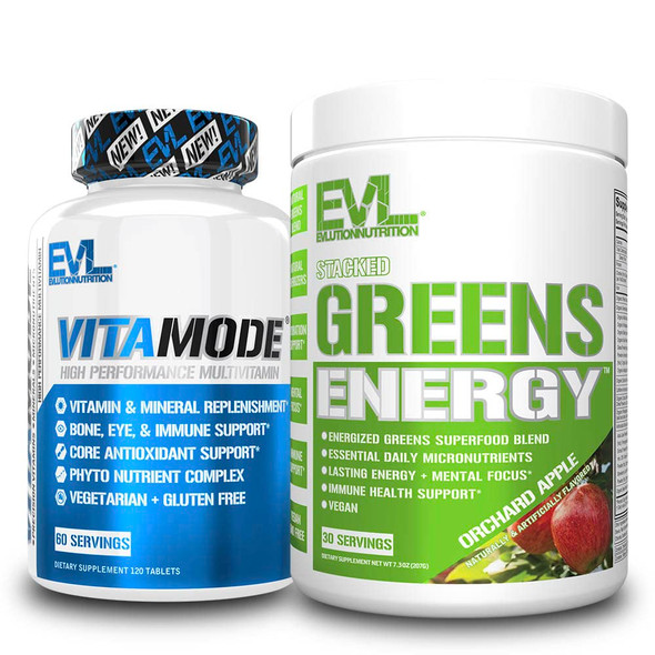 Super Greens Powder and Daily Multivitamin - Vegan Energy Drink Powder with Greens and Superfoods Plus Adult Multivitamin with Phytonutrient Mineral and Digestive Enzyme Complex for Immune Support
