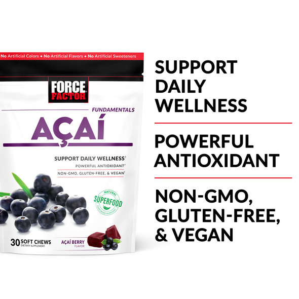 Force Factor  Soft Chews for Immune Support, Oxidative  Defense, & Superfood & Antioxidants Supplement, Non-GMO, Gluten-Free, & Vegan,  Berry Flavor, 60 Soft Chews, 2 Packs, 12 Ounces