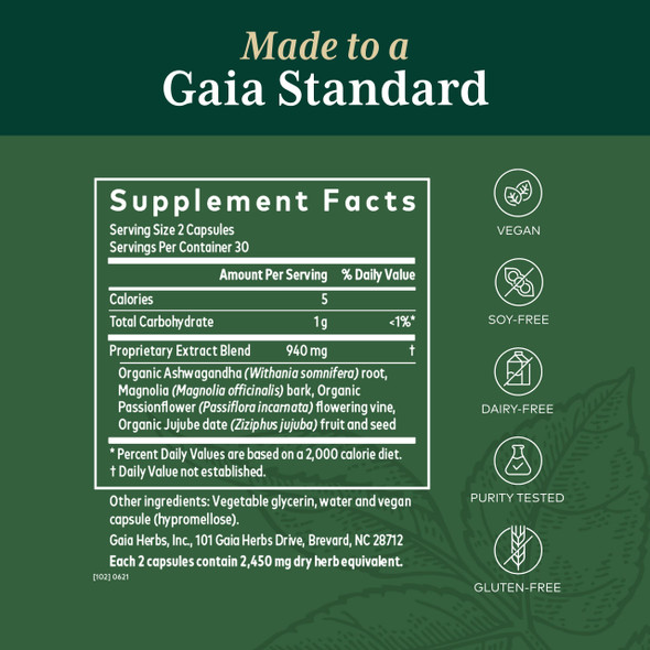 Gaia PRO Sleep Maintenance - Supports Restful Sleep &  Relief - with Ashwagan Root, Passion Flower, Jujube  & Seed & Magnolia Bark - 60 Vegan Liquid Phyto-Capsules (30 Servings)