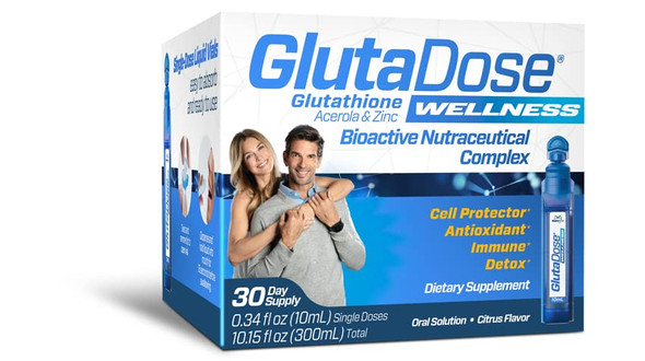 GlutaDose | Detox Every Day | Support Immune Function and Increase Energy | Glutathione + Acerola Extract Blend (700 mg) | Zinc (10 mg) | Liquid Vials |(30 Doses)