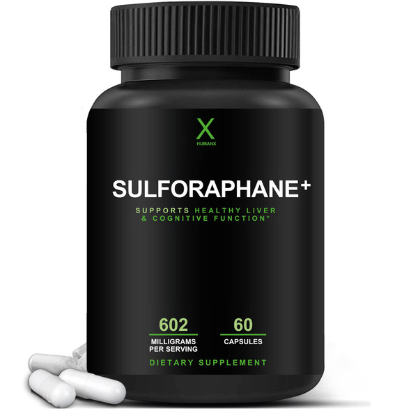 HUMANX Sulforaphane+ 602mg- Sulforaphane with Broccoli Seed Extract & Moringa - Supports Antioxidant Production, Detoxification, & Cellular Health - Broccoli Supplement