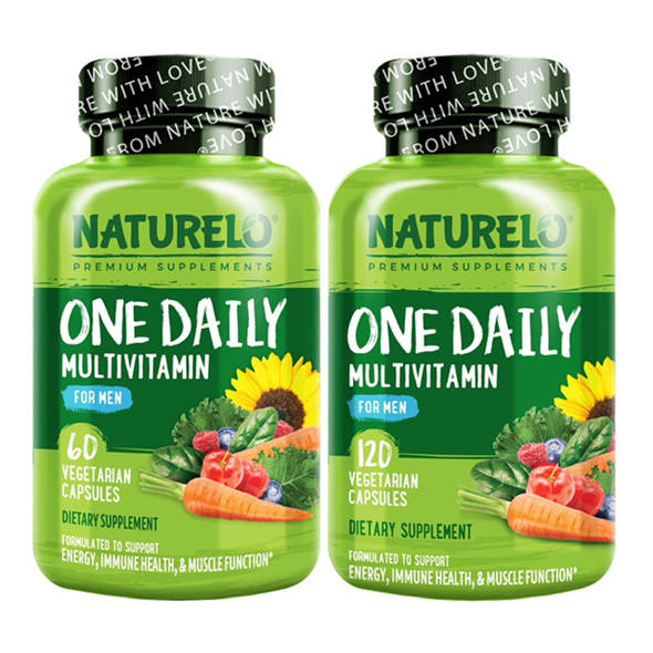 NATURELO One Daily Multivitamin for Men - with Vitamins & Minerals + Organic  Foods - Supplement to Boost Energy, General Health - Non-GMO - 180 Capsules