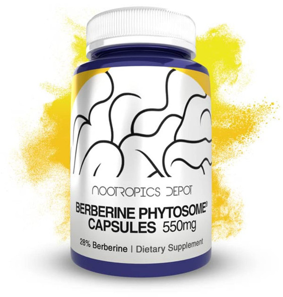 Nootropics Depot Berberine Phytosome Capsules | 550mg | High Bioavailability Berberine | Berbevis | Berberis aristata | Metabolic Health, Cognitive Function