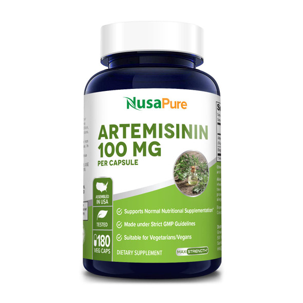 Artemisinin 100 mg 180 Veggie Capsules with 5 mg BioPerine for Enhanced Absorption, Sweet Wormwood Extract, Vegan and Non-GMO - 6 Month Supply