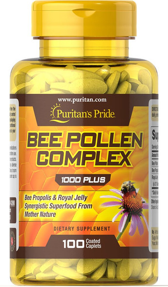 Puritan's Pride Bee Pollen Complex 1000 mg-100 Caplets