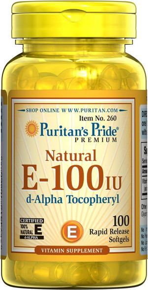 Puritan's Pride Vitamin E-100 iu 100%  100 Softgels