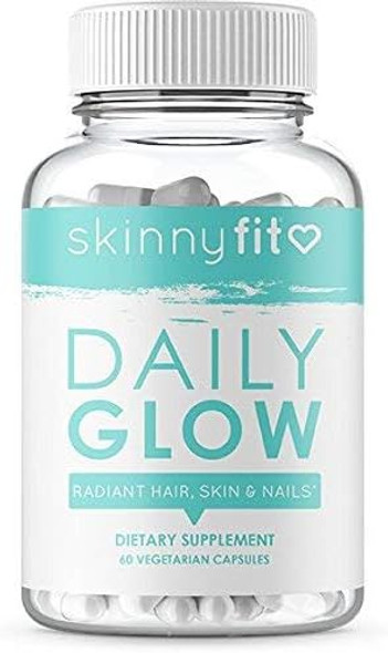 SkinnyFit Daily Glow: Hair, Skin and Nails Supplement for Youthful-Looking Skin, Brighter Complexion, (60 Capsules)