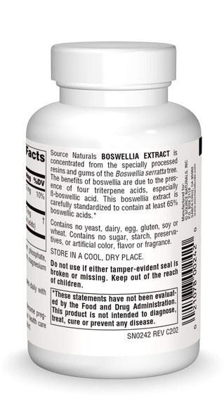 Source s Boswellia Extract 243 mg Dietary Supplement - 100 Tablets