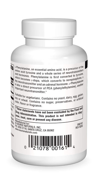 Source s L-Phenylalanine Free Form Essential Amino  - 100 Tablets