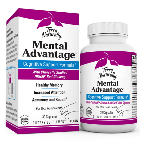 Terry ly Mental Advantage - 30 Capsules - Cognitive Support Formula with HRG80 Red Ginseng - Vegan, Non-GMO - 30 Servings