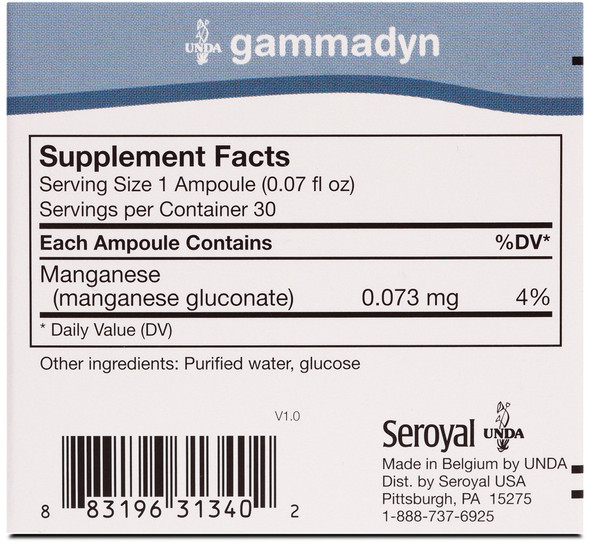 UNDA GAMMADYN Mn | Manganese Oligo-Element Supplement | 30 Ampoules