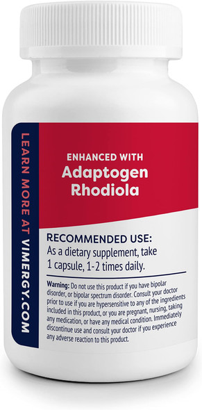 Vimergy Adapto B Complex, 120 Servings  High Potency with 8 B Vitamins, Rhodiola & Hawthorn Berry  Supports Mental Energy, Cognition, Mood - Non-GMO, Kosher, Vegan, Paleo, No Gluten, No Soy