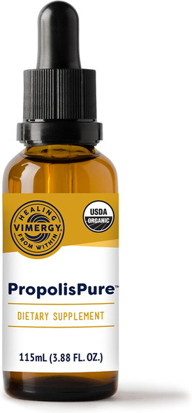 Vimergy Organic PropolisPure Liquid Extract, 57 Servings  Supports Immune, Heart & Oral Health  USDA Organic Standardized Propolis Tincture from Honeybees  Antioxidant- Gluten-Free & Paleo (115 ml)