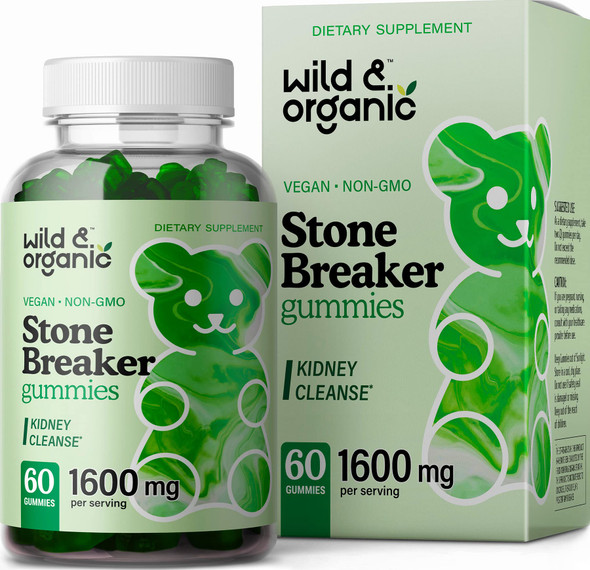 Wild & Organic Stone Breaker Gummies -  Chanca Piedra Chewable Health Supplement for Gallbladder Support - May Help with Liver, Kidney, Urinary Tract Cleanse - Vegan, Gluten-Free - 60 Count