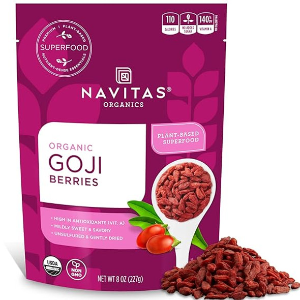 Navitas Organics Goji Berries— Organic, Non-GMO, Sun-Dried, Sulfite-Free