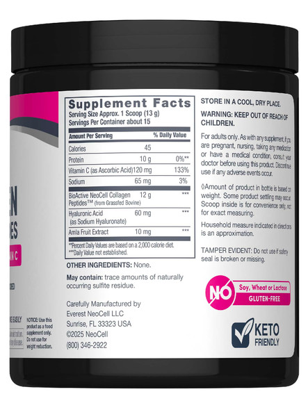 NeoCell Super Collagen Plus With Vitamin C and Hyaluronic Acid, For Skin Hydration and Healthy Skin, Hair and Nails Support, Unflavored, Collagen Powder, 6.9 Ounce