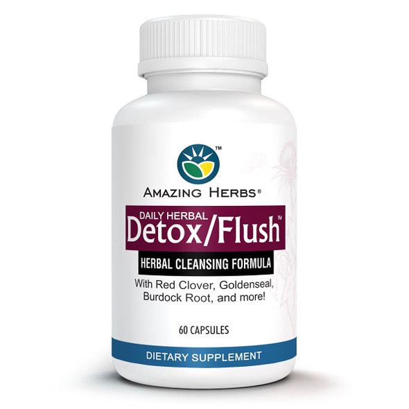 Amazing Herbs Detox/Flush Blood Purifier - All Natural Detoxifying Supplement Made With 7 Powerful Cleansing & Purifying Agents - 60 Count