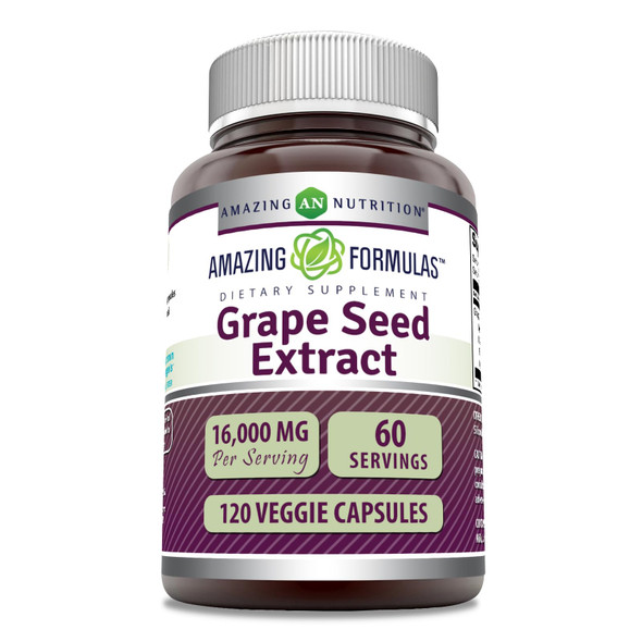Amazing Formulas Grapeseed Extract 16000Mg Per Serving Veggie Capsules Supplement | 20:1 Extract | Non-Gmo | Gluten Free | Made In Usa (120 Count)