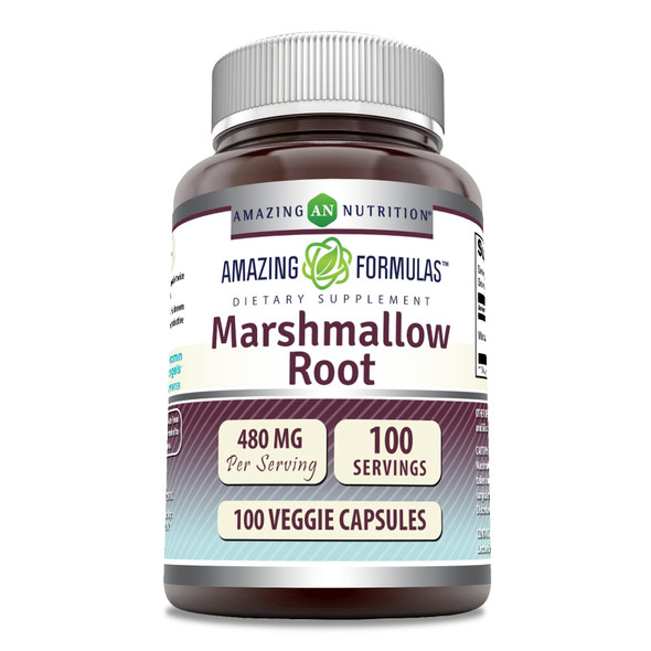 Amazing Formulas Marshmallow Root Supplement | 480 Mg | 100 Veggie Capsules | Non-Gmo | Gluten Free | Made In Usa