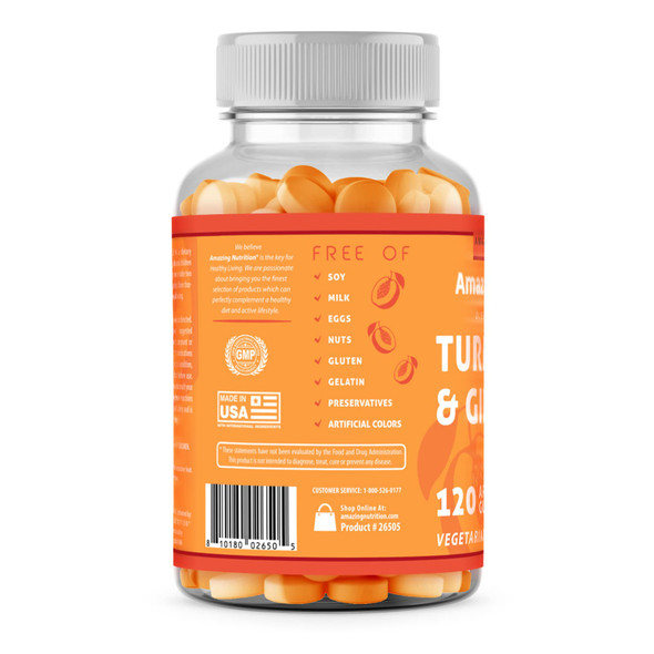 Amazing Formulas Turmeric Curcumin 270 Mg With Ginger Supplement | 12 Mg Per Serving | 120 Gummies | Apricot Flavor | Non-Gmo | Gluten-Free | Made In Usa