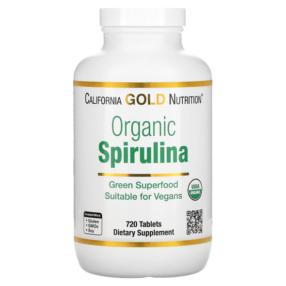 Certified Organic Spirulina, Usp Verified, Usda Organic, Non-Gmo, 500 Mg, 720 Vegetarian Tablets