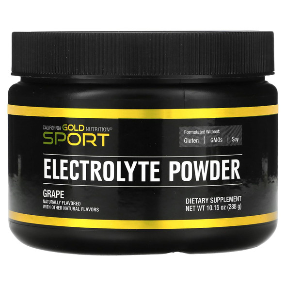 California Gold Nutrition Sport - Electrolyte Powder, Natural Grape, 10.15 Oz. (288 G)