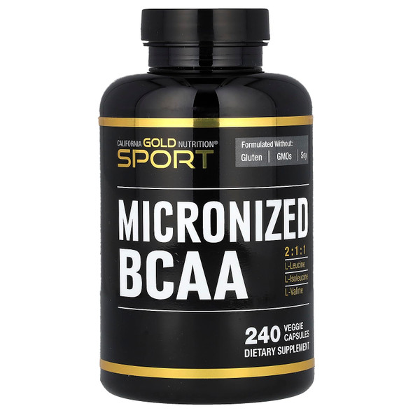 California Gold Nutrition Micronized Bcaa, Branched Chain Amino Acids, 500 Mg, 240 Veggie Capsules (250 Mg Per Capsule)