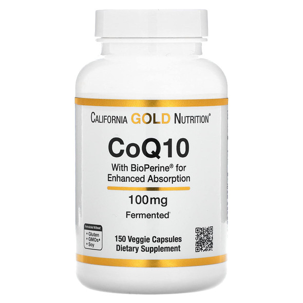 Coq10 By California Gold Nutrition - Usp-Verified, Fermented Coenzyme Q10 With Bioperine - Mitochondrial Support - Vegan Friendly - Gluten Free, Non-Gmo - 100 Mg - 150 Veggie Capsules